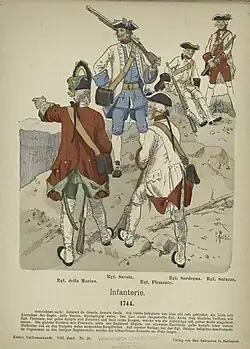 Color print shows 1744 soldiers in uniform.