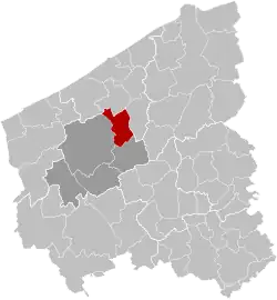 Location of Koekelare in West Flanders