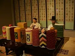 (the left-most stack in the photo) okchun-dang piled high on the table at a celebration of hwangap