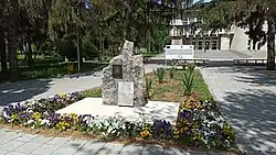 The library and community hall's monument of Mariana Dimitrova in the downtown of Kozarevets