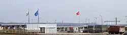 A view of the Hamzabeyli border crossing point with its counterpart Lesovo (note the exclusive truck traffic)