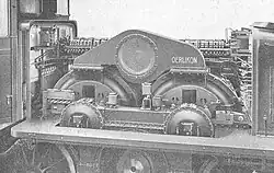 Installed traction motor group with fan and mounted reversing switches