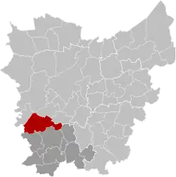 Location of Kruisem in East Flanders