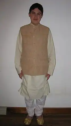 Cotton churidar with cotton kurta and Khadi Nehru jacket