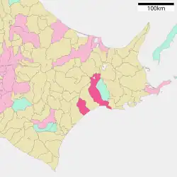 Location of Kushiro in Hokkaido