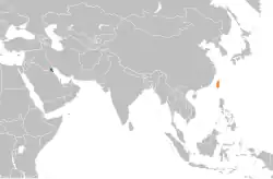 Map indicating locations of Kuwait and Taiwan