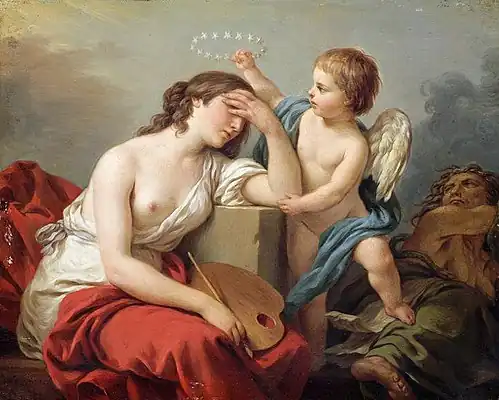 Love of the Arts Consoling Painting from the Criticism of Her Enemies by Louis-Jean-François Lagrenée