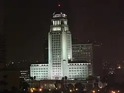 Seen at night from the Walt Disney Concert Hall