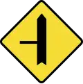 Joining a side road at right angles to the left