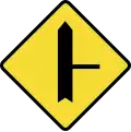 Joining a side road at right angles to the right