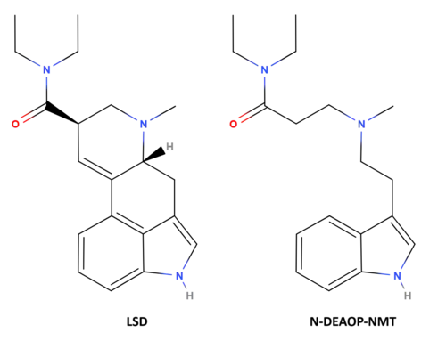 LSD (left) and N-DEAOP-NMT (right) structures.​​​