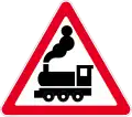 Level crossing ahead, without gates