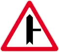 Junction with minor road (from the right) (also used )