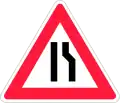Road narrows on right side
