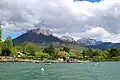 Lake Annecy, with the mountains of Dents de Lanfon, Lanfonnet and La Tournette in the background.