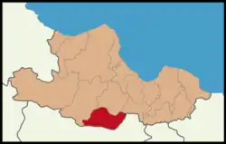 Map showing Ladik District in Samsun Province