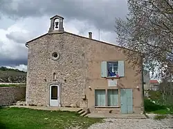 The town hall and church of Lagarde-d'Apt