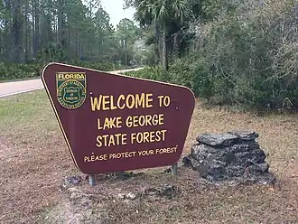 Lake George State Forest welcome sign