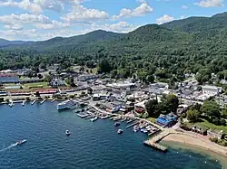 Aerial view of downtown Lake George