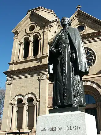 Image 18Bronze statue of Archbishop Lamy in front of St. Francis Cathedral (from History of New Mexico)