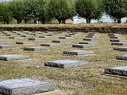 Flat grave markers.