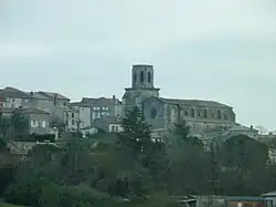 The church and surrounding buildings in Laplume
