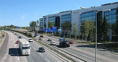 Tieto buildings line Ring I in Pohjois-Haaga, Helsinki.