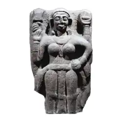 Four Armed Goddess from the Later Gupta period excavated from Mundeshwari Temple and currently kept at the Bihar Museum