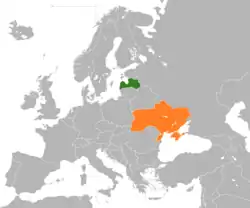 Map indicating locations of Latvia and Ukraine
