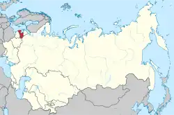 Location of annexed Latvia (red) within the Soviet Union (red & light yellow)