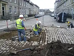 Laying setts in Edinburgh, Scotland, in 2013.