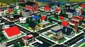 A small town built using the LDraw system of tools and rendered in POV-Ray. The model contains about 250,000 parts.
