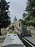 View on the church of the Abbey of Graville from the cemetery