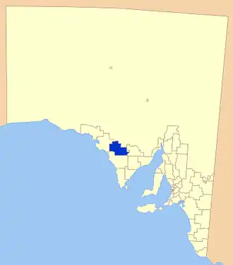 Location of the Wudinna District Council (formerly Le Hunte)