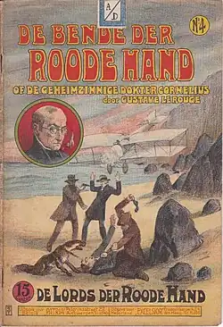 The adventures of Dr. Cornelius are translated and published abroad. Cover by Julien t' Felt&nbsp;[fr] for the Dutch version published in 1927.