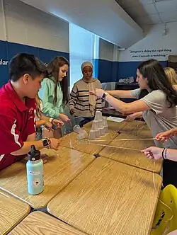 Leadership students doing another team building activity