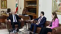 Lebanese President Joseph Aoun reviews Télé Liban's situation with Information Minister Paul Morcos and new Chair and Director-General Elissar Naddaf on 11 August 2025