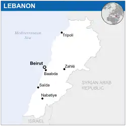 Location of Lebanon