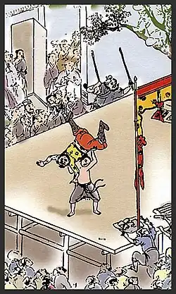 Image 23A Chinese martial artist preparing to throw his opponent during a lei tai contest in ancient China (from Mixed martial arts)