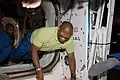 Leland floating inside the Airlock