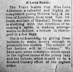1893 report of Aronsohn's activities in Louisiana