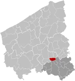 Location of Lendelede in West-Flanders