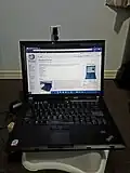 T61 running Windows 10. Note the ThinkLight being switched on.