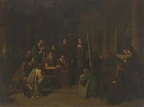 Leonardo da Vinci Among His Students by Jean-Baptiste Jules Trayer