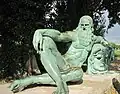 Statue of Leonardo in the pose of a river god in Amboise