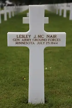 McNair's grave marker showing posthumous promotion