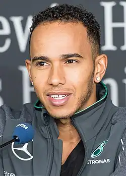 A photo of Lewis Hamilton wearing a hat
