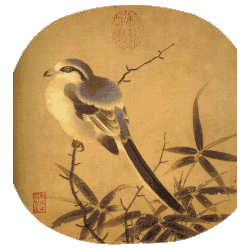 Li Anzhong's Bird on a Branch; it has a circular shape because this was initially painted for a circular fan.