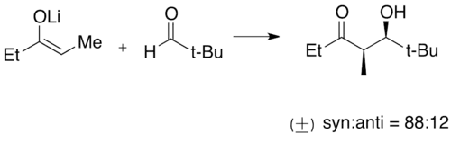 Sample aldol reaction with lithium enolate