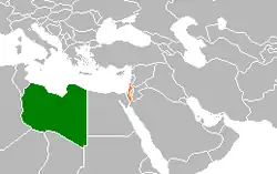 Map indicating locations of Libya and Israel